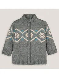 Jacquard High Neck Cardigan with Zip Fastening - 2