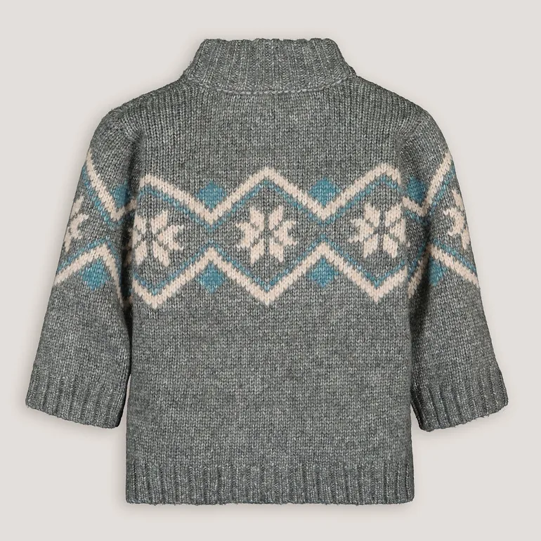 Jacquard High Neck Cardigan with Zip Fastening - 3