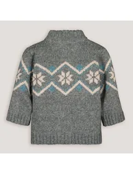 Jacquard High Neck Cardigan with Zip Fastening - 3