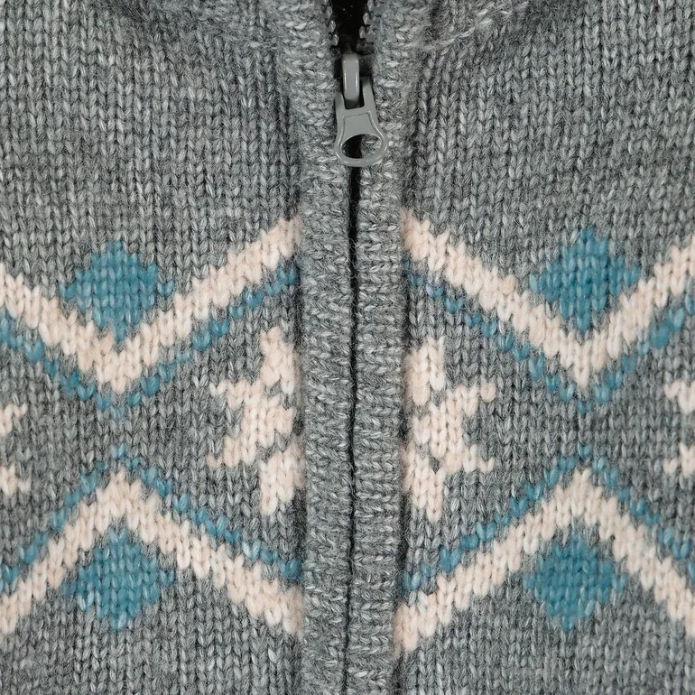 Jacquard High Neck Cardigan with Zip Fastening - 4