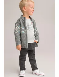 Jacquard High Neck Cardigan with Zip Fastening