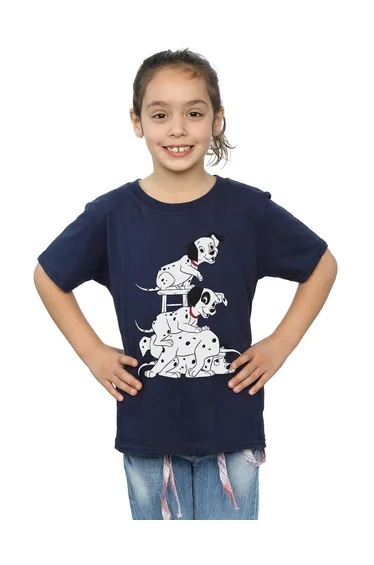 101 Dalmatians Girls Chair Cotton T-Shirt - Navy Blue