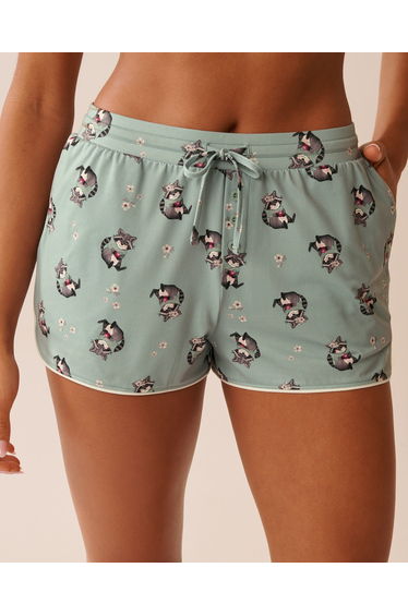 Raccoon Print Super Soft Pajama Shorts