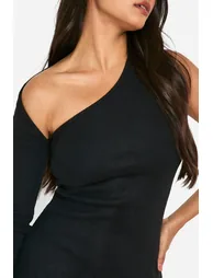 Brushed Rib Mini One Shoulder Dress - 3