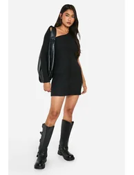 Brushed Rib Mini One Shoulder Dress - 2