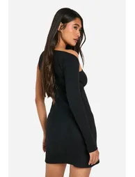 Brushed Rib Mini One Shoulder Dress - 1