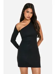 Brushed Rib Mini One Shoulder Dress