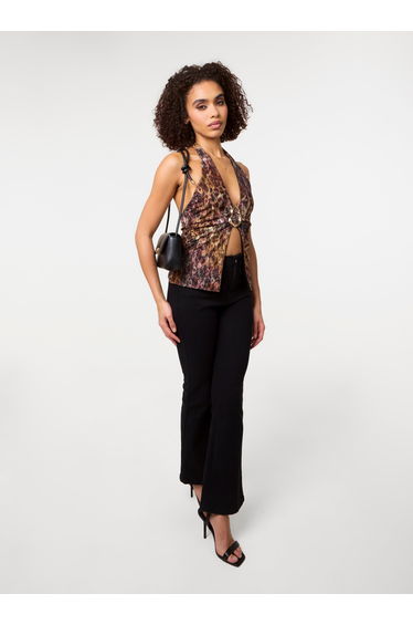 Animal Lace Halter Neck Top