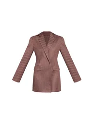 فستان بليزر مخطط بأكمام طويلة - بني - 4