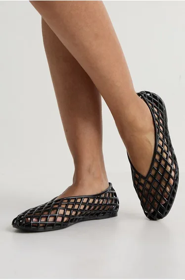 Jelly Cut Out Ballet Pumps - black