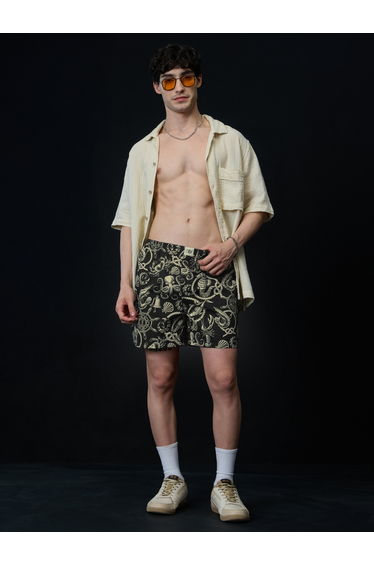 Men Black Nautical Print Boxer Shorts