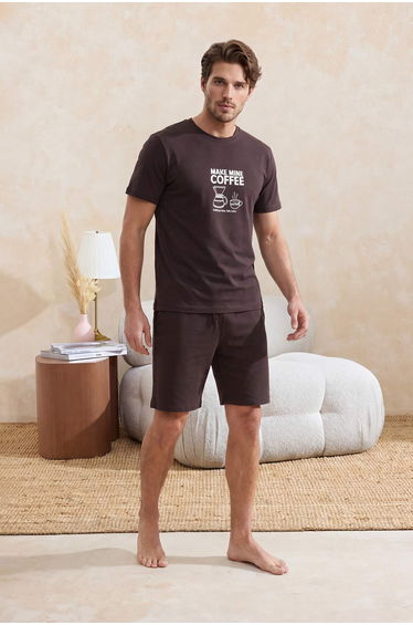 Brown Regular Printed Homewear Pajama Set