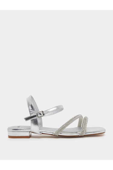 Silver Embellished Strappy Sandals
