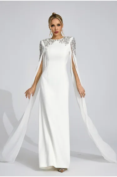 Maelis White Diamond Maxi Dress