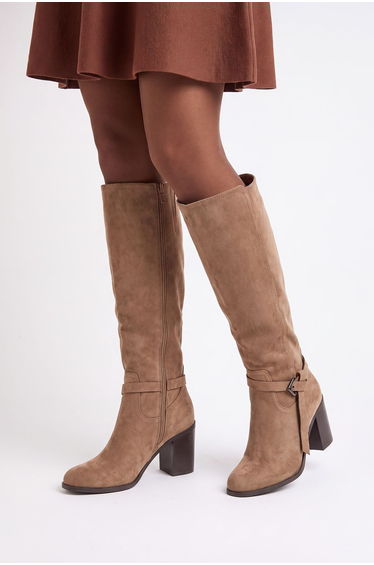 Katri Faux Suede Block Heel Knee Boots