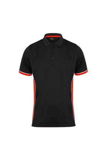 Finden & Hales Mens TopCool Short Sleeve Contrast Polo Shirt - Black/Red/White