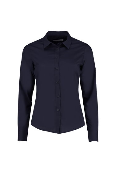 Kustom Kit Womens/Ladies Long Sleeve Poplin Shirt - Dark Navy