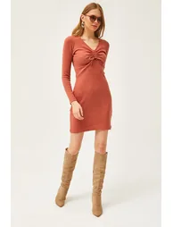 Women's Tile Robe Gathered Detailed Raised Dress