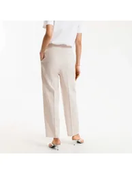 Linen/Cotton High Waist Cigarette Trousers - 4