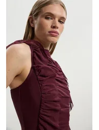 Bandage Mesh Gathered Ruffle Knitted Maxi Dress - 1
