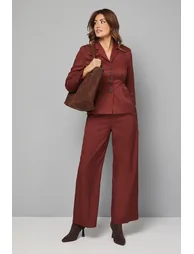 Pleat Front Waist Binding Blazer - 1