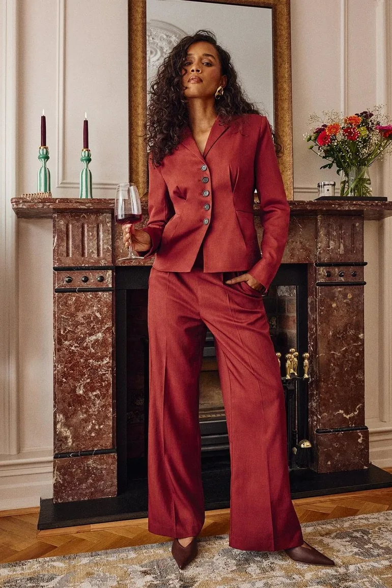 Pleat Front Waist Binding Blazer
