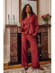 Pleat Front Waist Binding Blazer