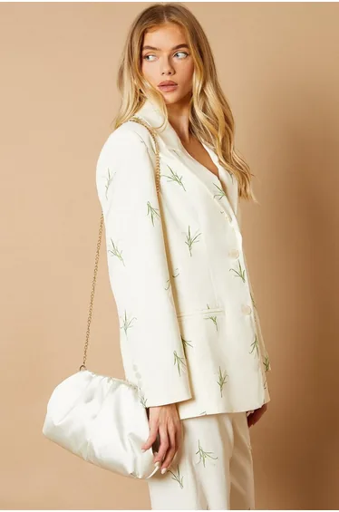 Liora Satin Ruched Large Clutch Bag