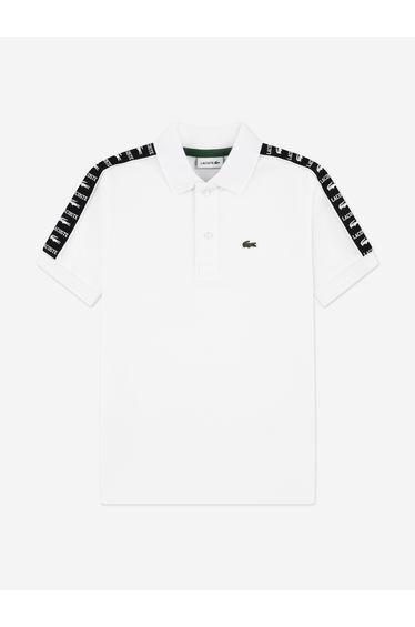 Lacoste Boys Carbonised Interlock Polo Shirt in White