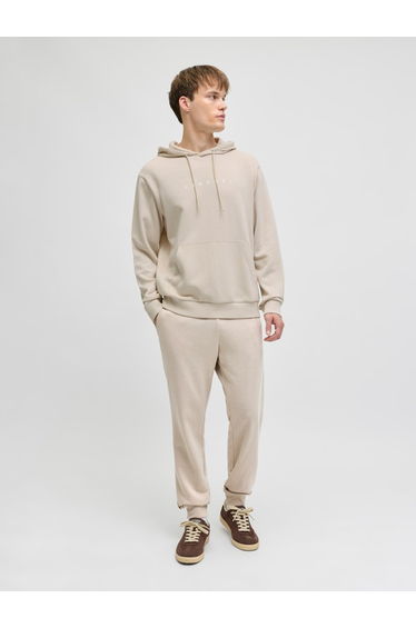 Beige Drawstring Waist Cuffed Joggers