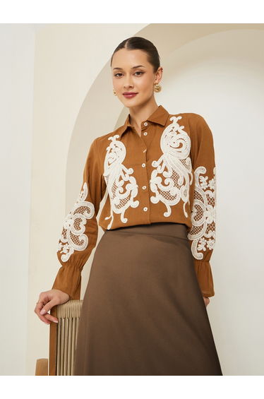 Women Paisley Embroidered Shirt
