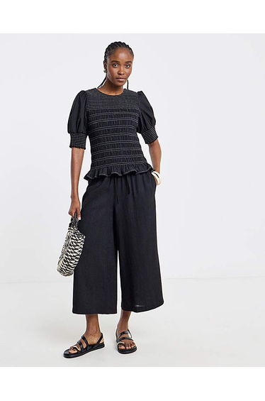 Black Linen Culotte