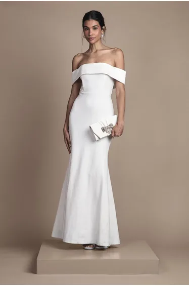 Ponte Bardot Maxi Bridal Dress