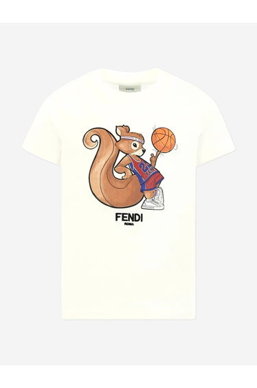 Fendi Boys Squirrel T-Shirt in White