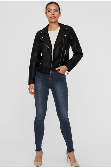 Short Zip-Up Jacket in Faux Leather