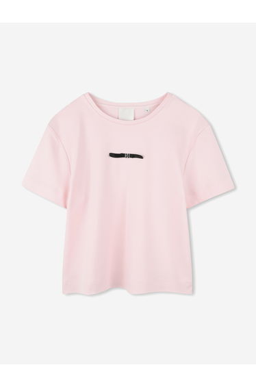 Girls 4G Satin Bow T-Shirt in Pink