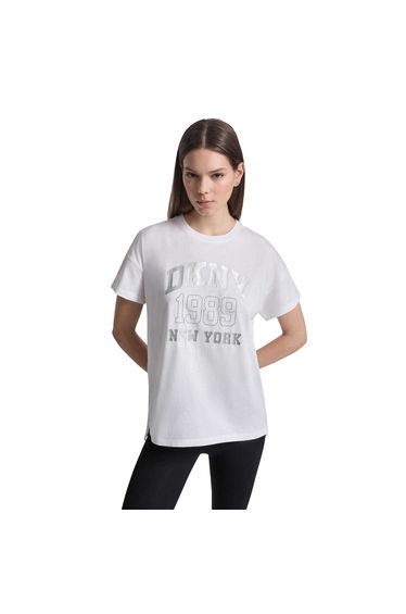DKNY Womens/Ladies 1989 Shimmer Regular T-Shirt - White
