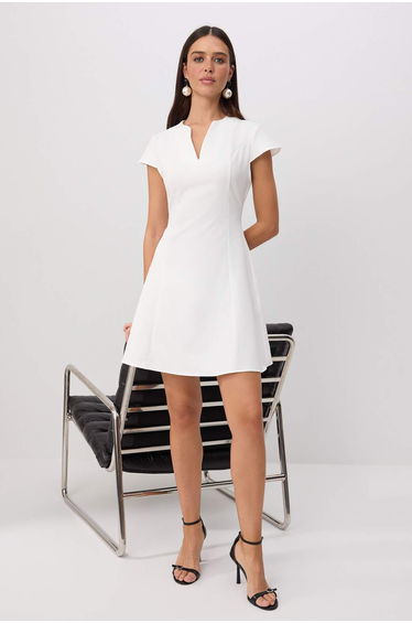 White A-Line Short / Mini Woven Dress