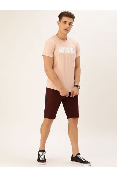 Men Burgundy Slim Fit Solid Shorts