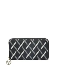 Jane All Over Print Large Zip Around Wallet Black