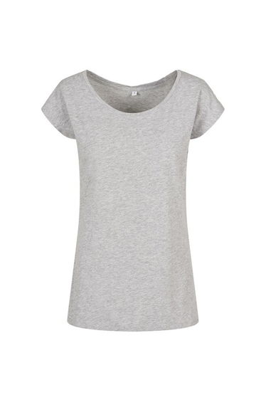 Womens/Ladies Wide Neck T-Shirt - Heather Grey