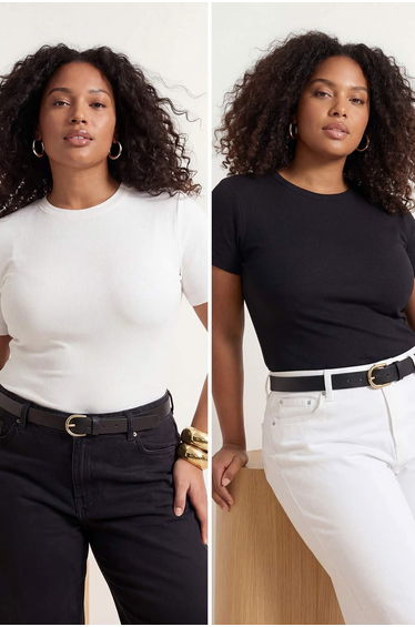 Black-Ecru 2-Pack Lycra Combed Cotton Single Jersey Knitted Plus Size Blouse