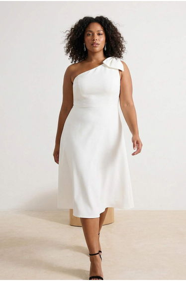 Ecru Finike Woven Plus Size Dress