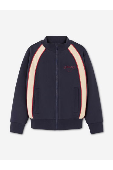 Versace Boys Logo Zip Up Top in Black