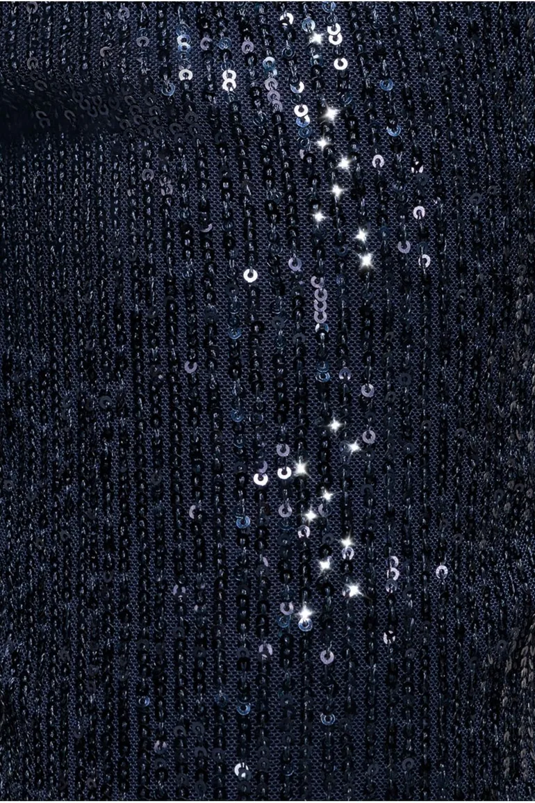 Goddiva Sequin Cuffed Ankle Trouser - Navy - 4