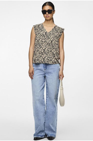 Sleeveless Blouse with Polka Dots