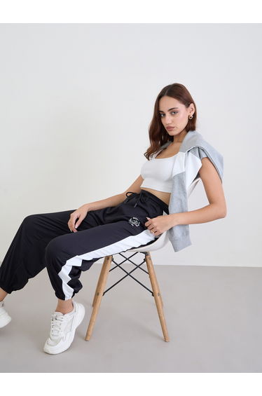 Women Black Side Stripe Joggers