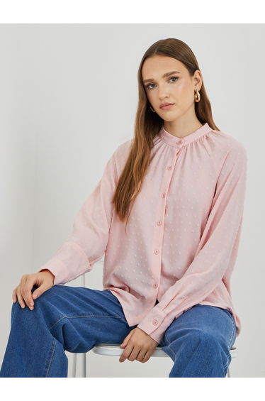 Texture Buttoned Oversized Shirt