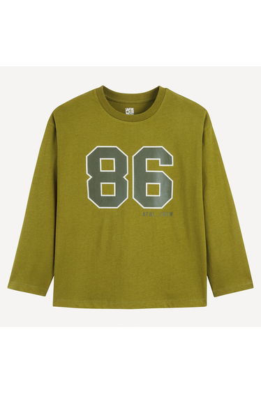 Oversized Long Sleeve T-Shirt with Number Print