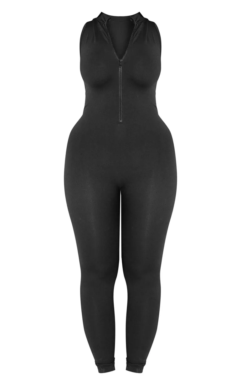 Shape Black Stretch Seamless Zip Front Sleeveless Jumpsuit - 4